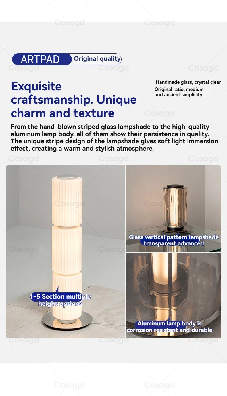 Nordic Glass Floor Lamp – Designer LED Standing Light for Home Decor