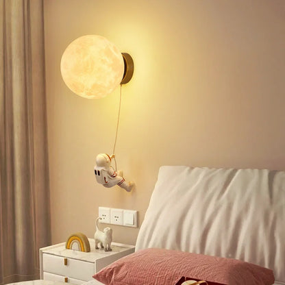 Astronaut Moon Wall Lamp for Kids Bedrooms