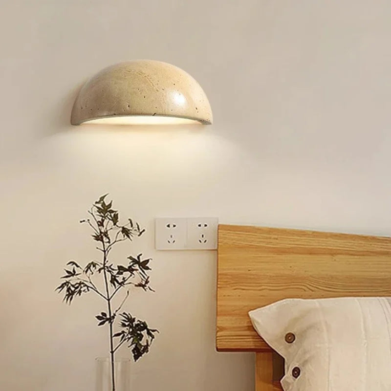 Wabi Sabi Travertine Wall Lamp for Cozy Interiors