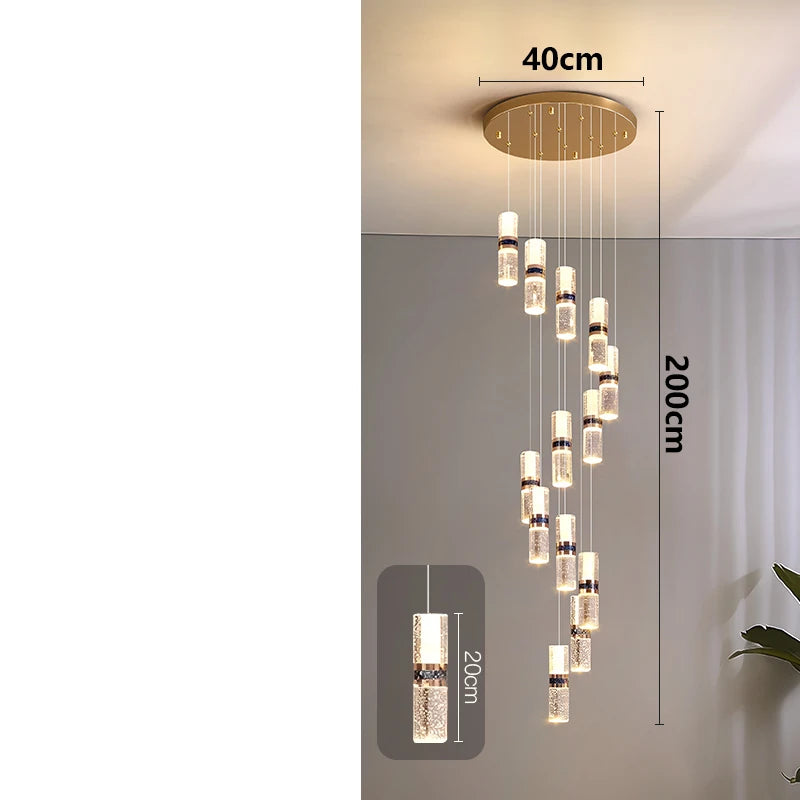 Luxury Crystal Staircase Chandelier for High Ceilings