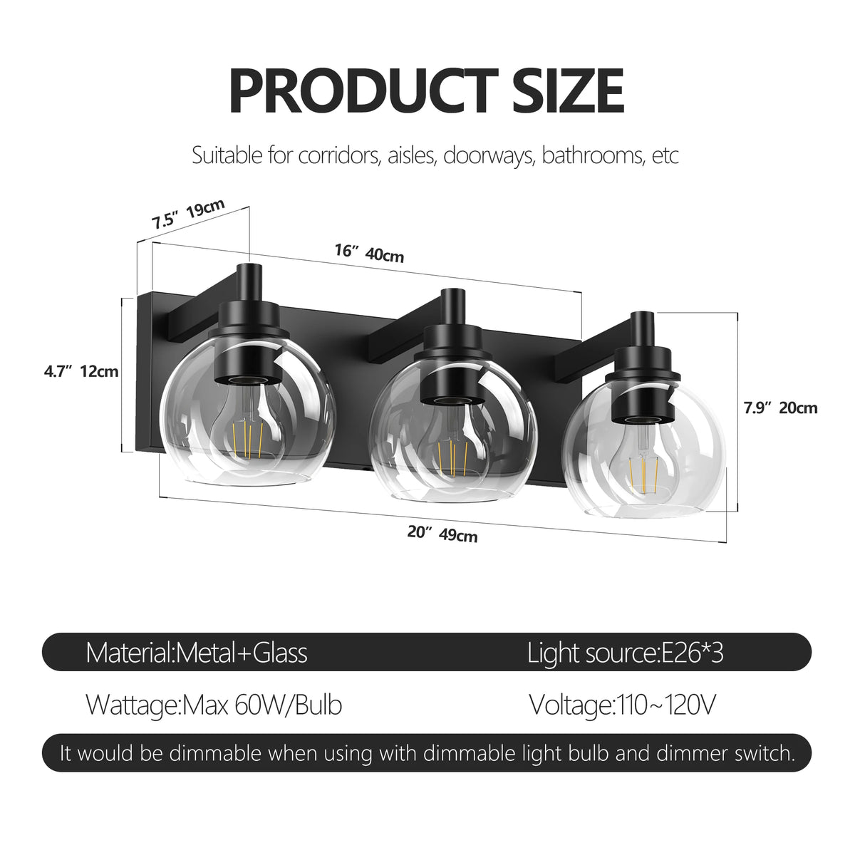 Modern Globe Vanity Light for Bathroom Mirrors