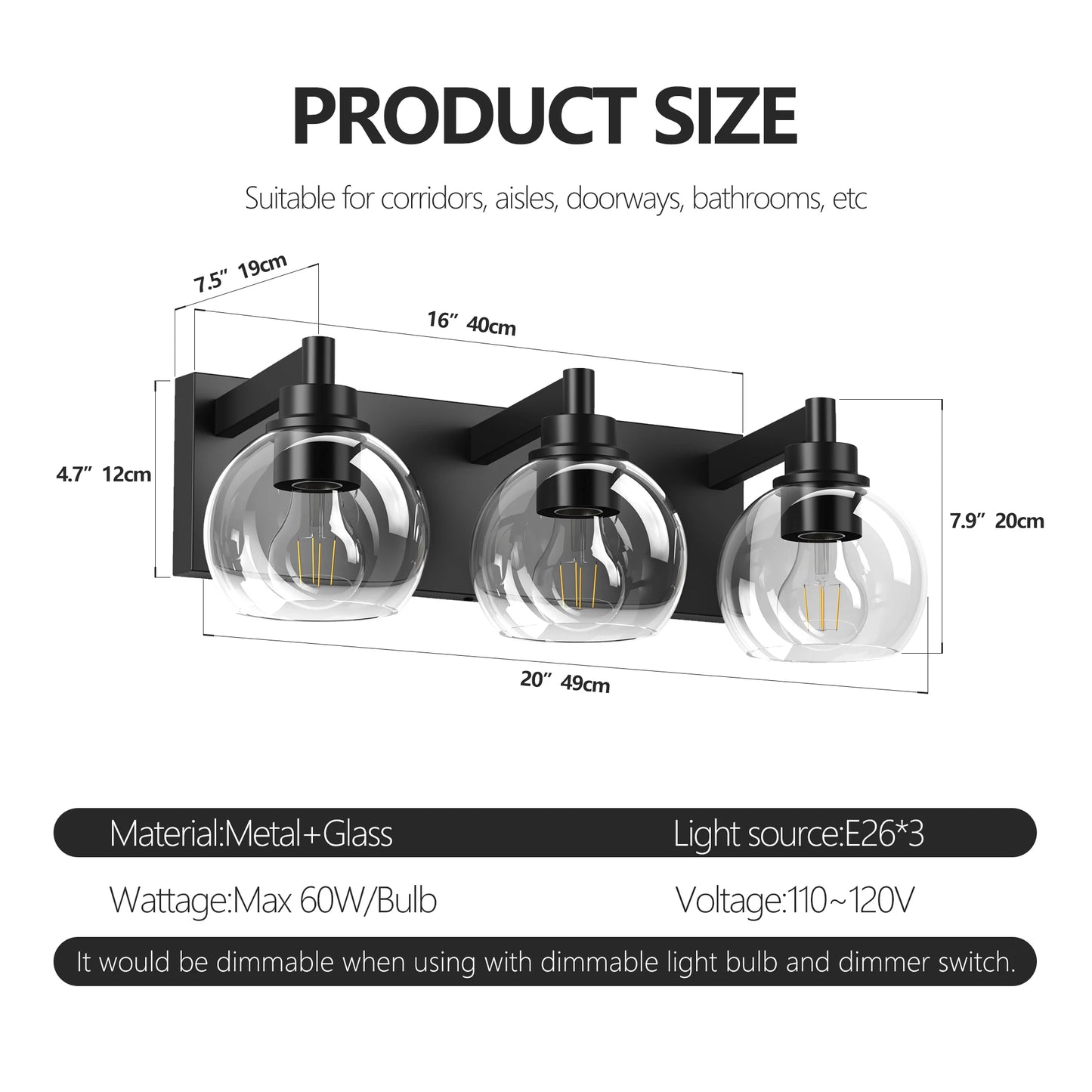 Modern Globe Vanity Light for Bathroom Mirrors