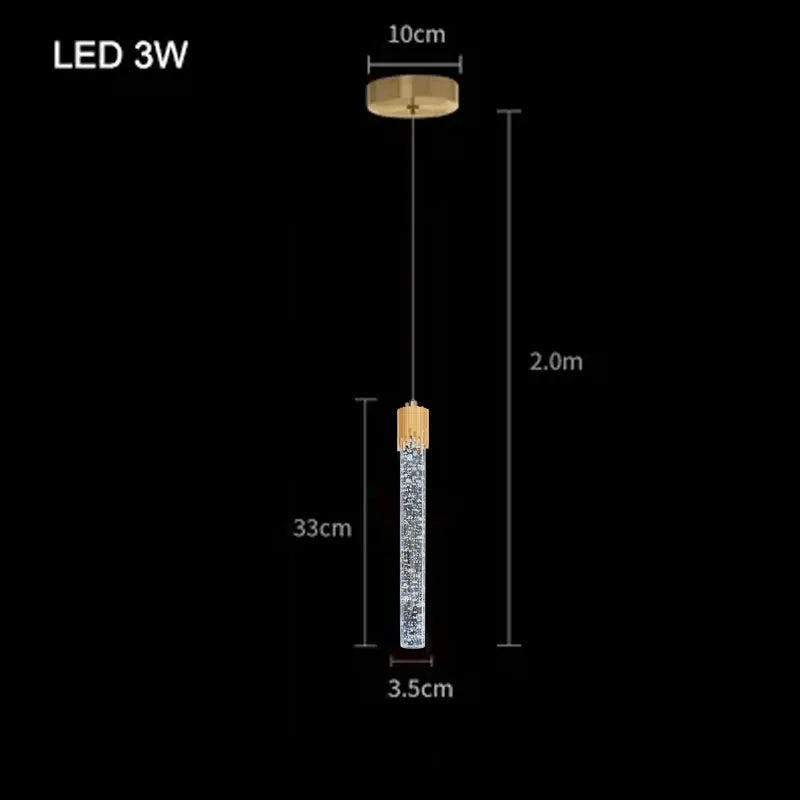 Nordic Crystal Pendant Light LED Bedroom Hanging Lamp
