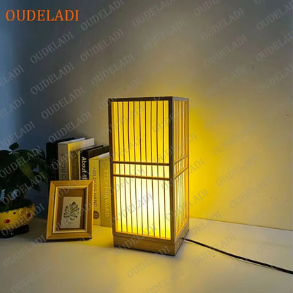 Japanese Bamboo Table Lamp – Zen Style Warm Bedside Lighting