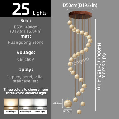 Luxury Stone Pendant Chandelier for Modern Staircases