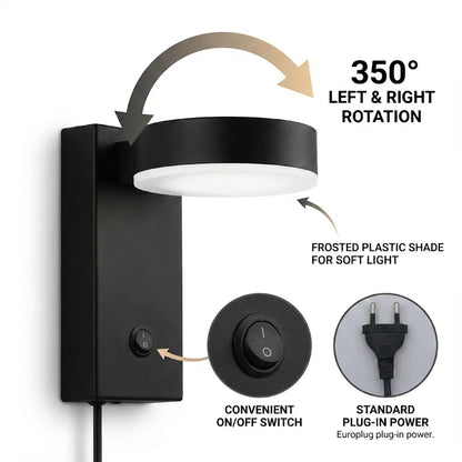 Rotating Plug-In LED Wall Light for Reading Nooks