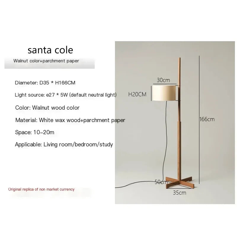 Adjustable Japanese Wooden Floor Lamp for Reading Nooks