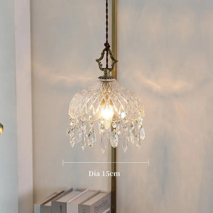 French Retro Glass Pendant Light Luxury Art Hanging Lamp