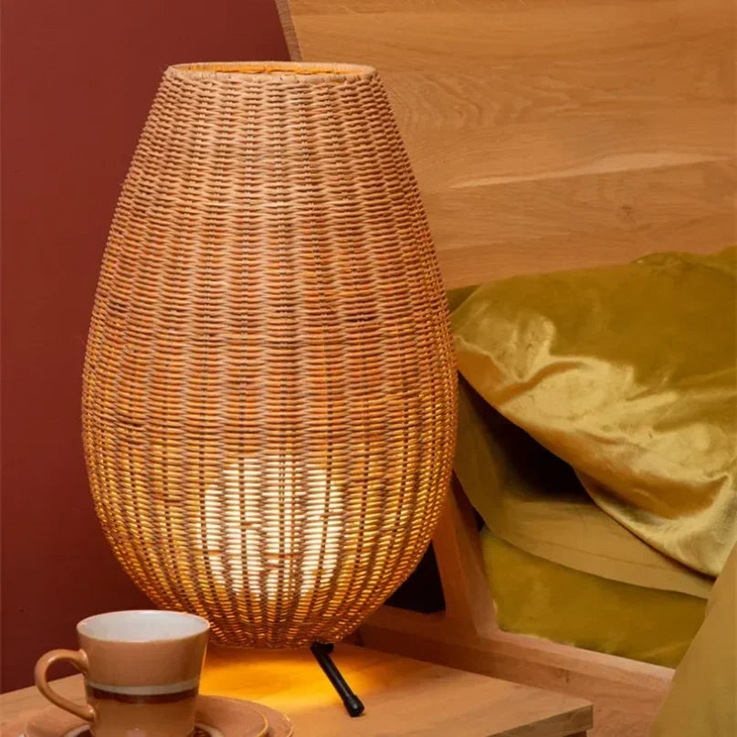 Handwoven Rattan Floor Lamp for Indoor and Outdoor Spaces