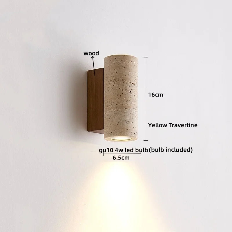 Wabi Sabi Travertine Wall Lamp for Cozy Bedrooms