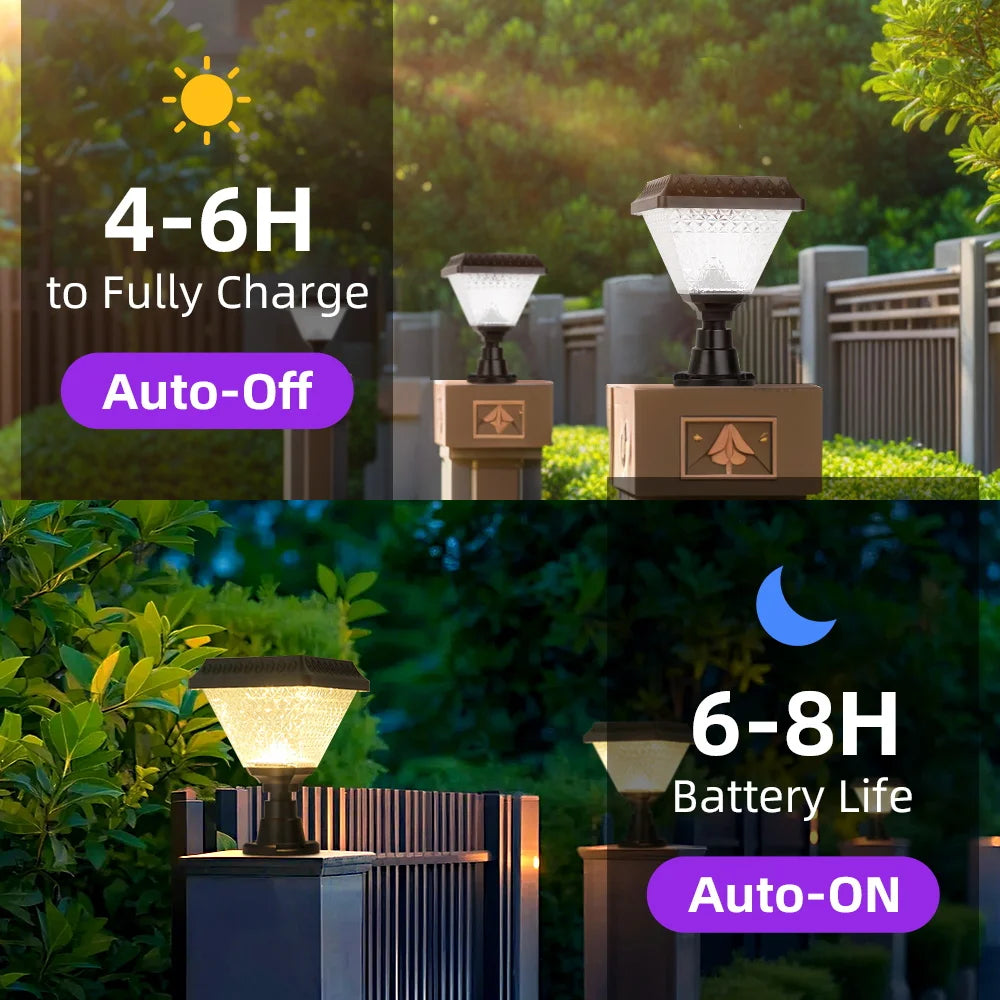 Solar Pillar Light Remote Control Outdoor Garden Wall Lamp