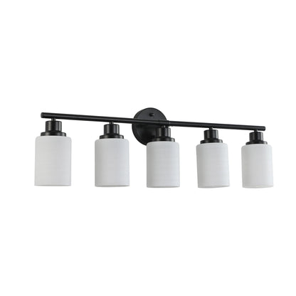 Modern Bathroom Vanity Light 4 5 6 Frosted Glass Black Frame