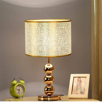 Modern Metallic Table Lamp – Gold/Silver Bedside Light with Soft Glow