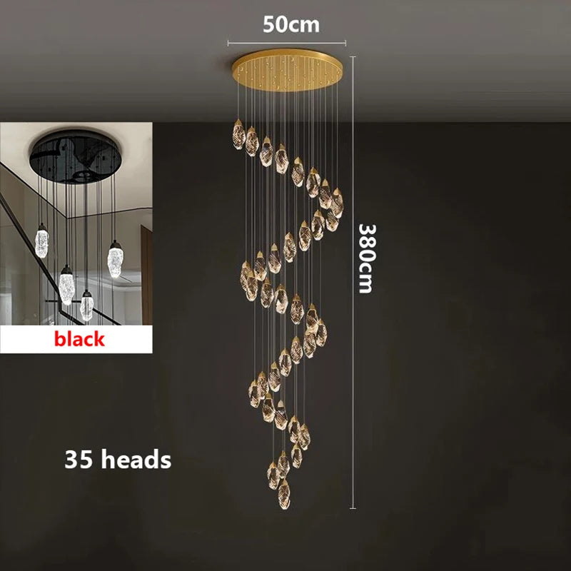 Modern Crystal Pendant Chandelier for High Ceilings