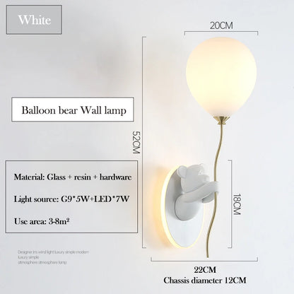 Cute Balloon Bear Wall Lamp for Kids Rooms