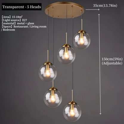 Modern Luxury Glass Pendant Light Nordic LED Hanging Lamp