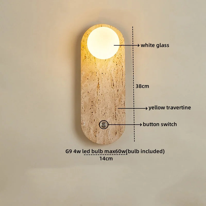 Wabi Sabi Travertine Wall Lamp for Cozy Bedrooms