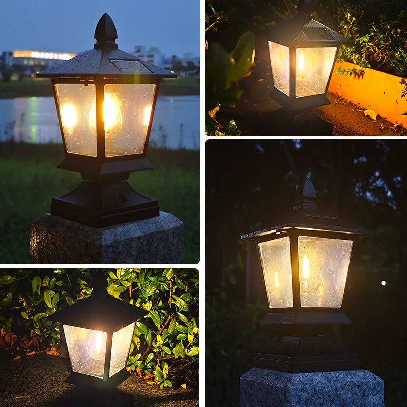 Solar Garden Pillar Light Waterproof Outdoor Villa Lamp