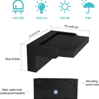 18W Waterproof Motion Sensor Wall Light for Outdoors