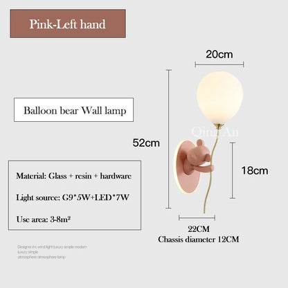 Cute Balloon Bear Wall Lamp for Kids Rooms