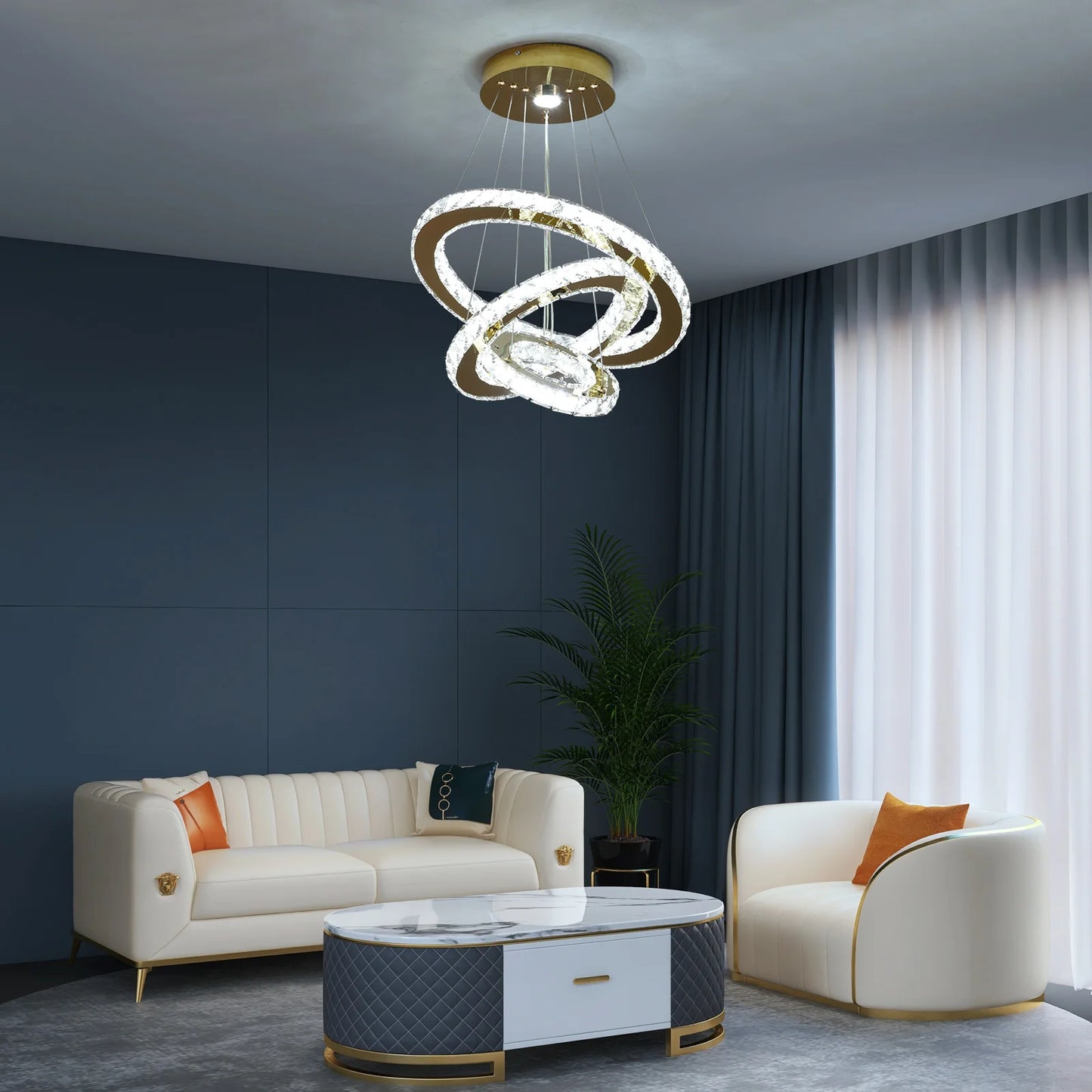 French Crystal Chandelier LED Dining Room Ceiling Light