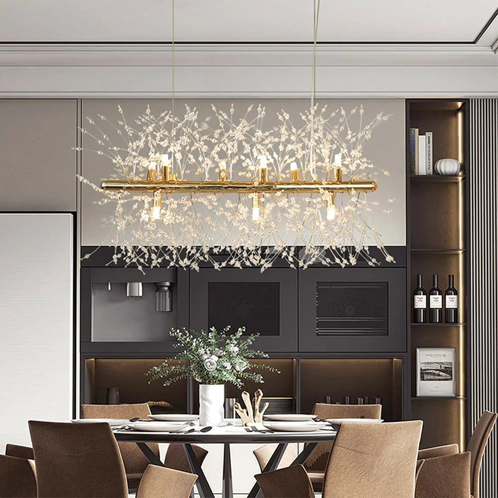 Modern Firework Crystal Chandelier Gold Sputnik Pendant Light