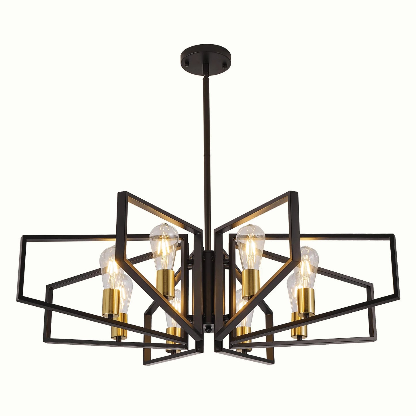 Modern Geometric Chandelier 8 Light Black Gold Ceiling Lamp