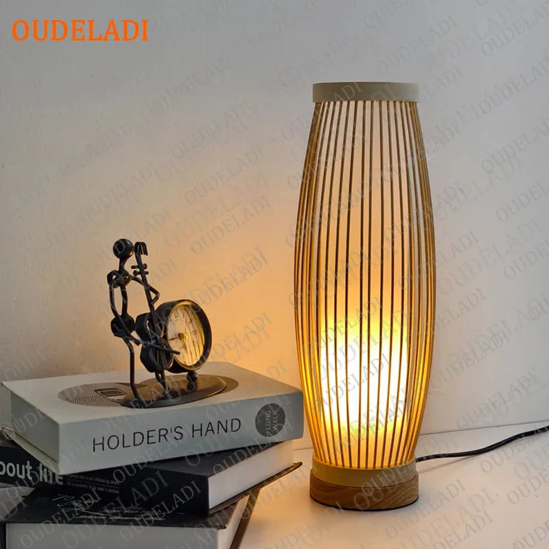 Japanese Bamboo Table Lamp – Zen Style Warm Bedside Lighting