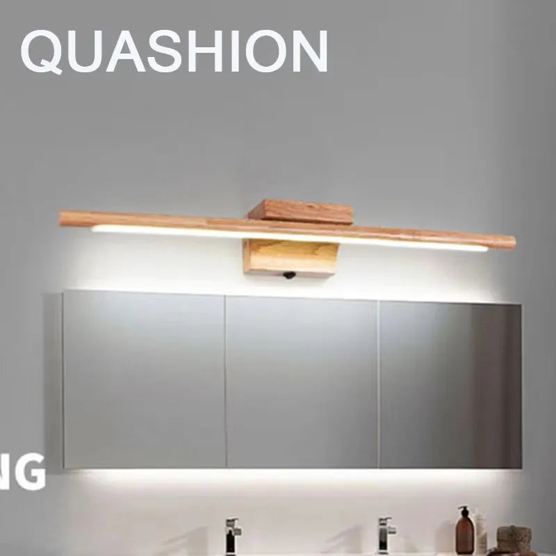 Nordic Wooden LED Mirror Light for Bathrooms