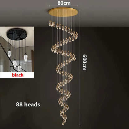 Modern Crystal Pendant Chandelier for High Ceilings
