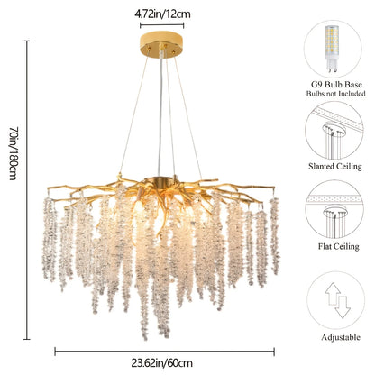 Modern Gold Tree Branch Chandelier 9 Light Luxury Living Room Pendant