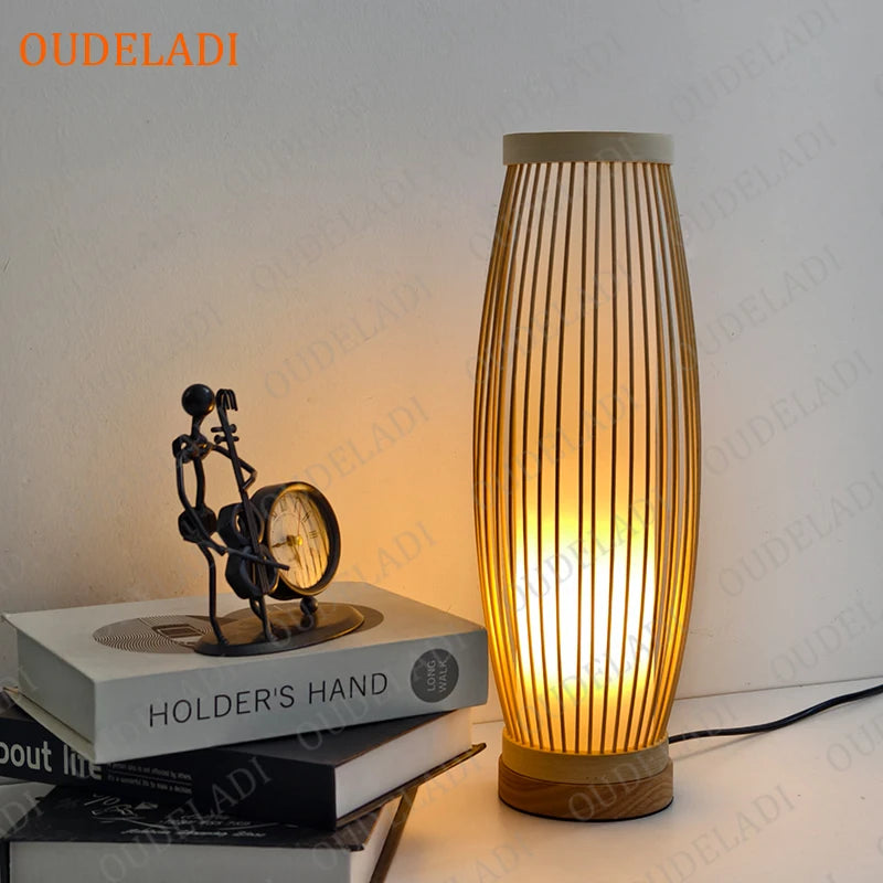 Japanese Bamboo Table Lamp – Zen Style Warm Bedside Lighting