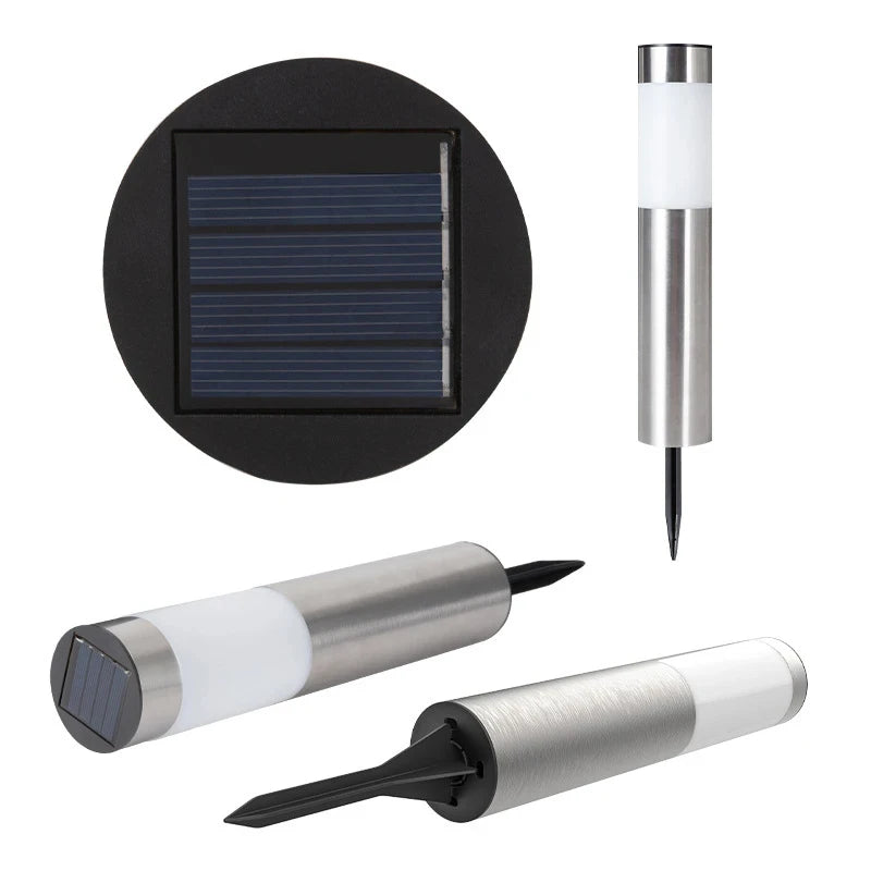 Solar Garden Path Light Stainless Steel Outdoor Pillar Lawn Lamp