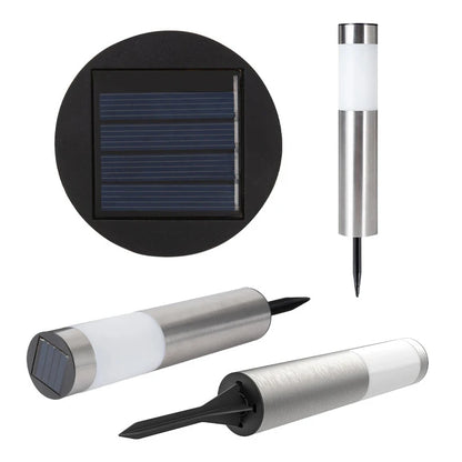 Solar Garden Path Light Stainless Steel Outdoor Pillar Lawn Lamp