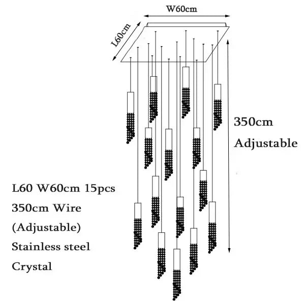 Luxury Crystal Staircase Chandelier for Grand Entrances