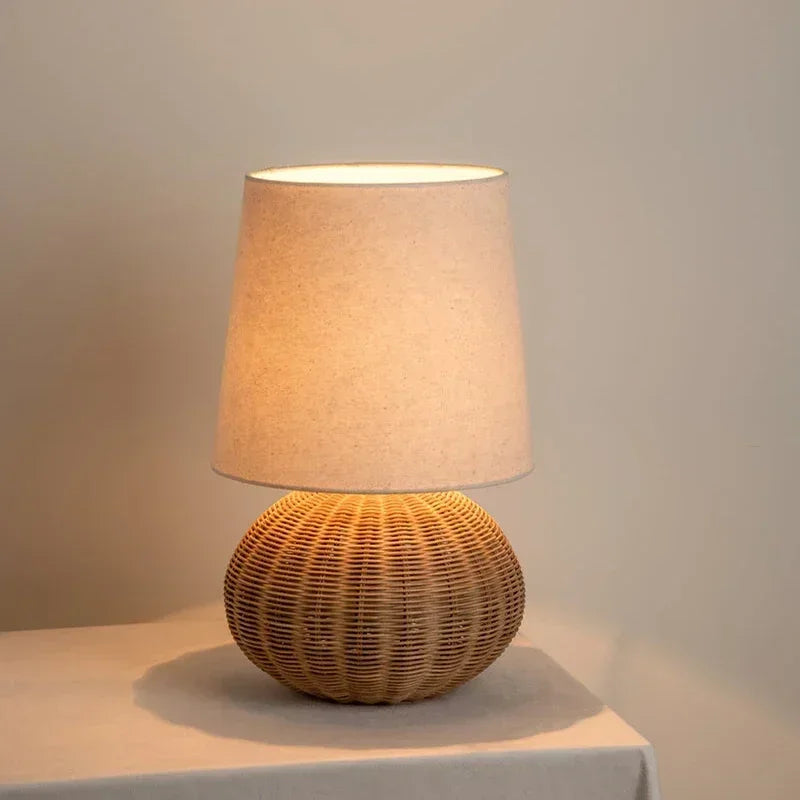 Wabi Sabi Rattan Table Lamp for Warm Ambient Lighting