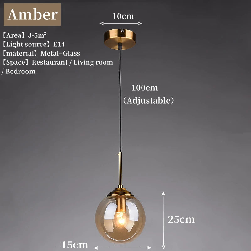 Modern Luxury Glass Pendant Light Nordic LED Hanging Lamp