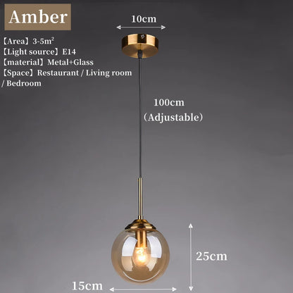Modern Luxury Glass Pendant Light Nordic LED Hanging Lamp