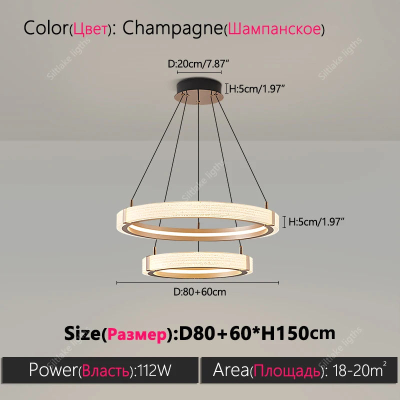 Modern Round Ring Chandelier LED Living Room Bedroom Pendant Light