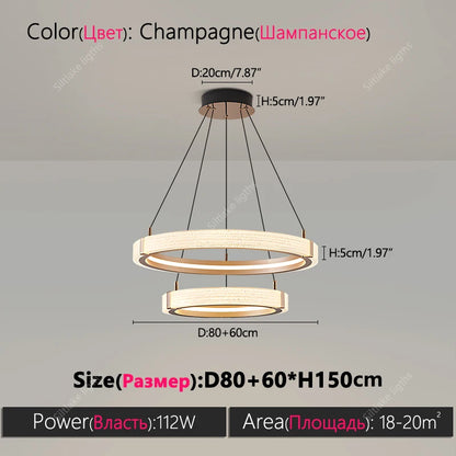 Modern Round Ring Chandelier LED Living Room Bedroom Pendant Light