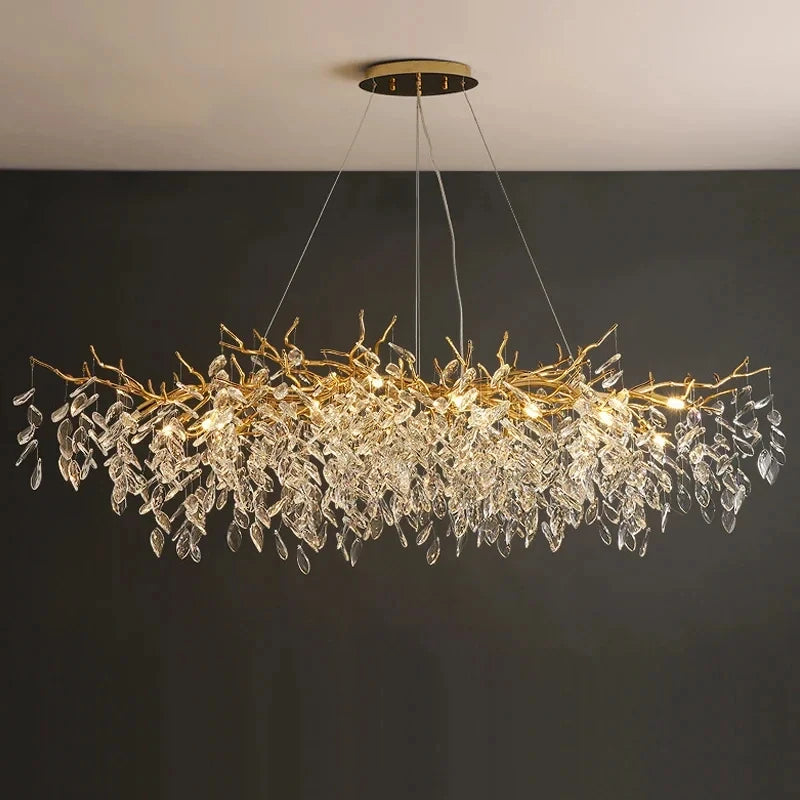 Luxury Gold Crystal Chandelier LED Villa and Living Room Light