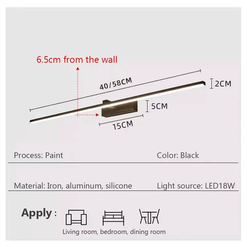 LED Bathroom Mirror Light Waterproof Makeup Wall Lamp