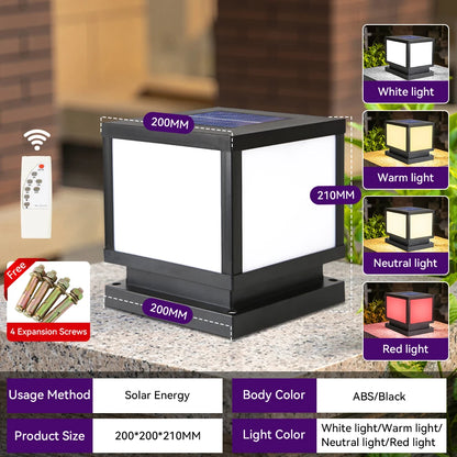 Solar Post Lamp Waterproof Outdoor Pillar Column Garden Light