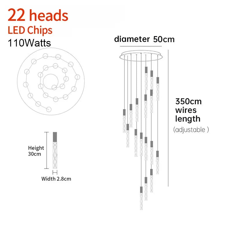 Spiral Crystal Staircase Chandelier for Luxury Interiors