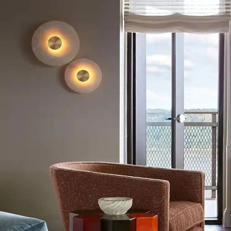 Modern Marble Brass LED Wall Sconce for Hallways