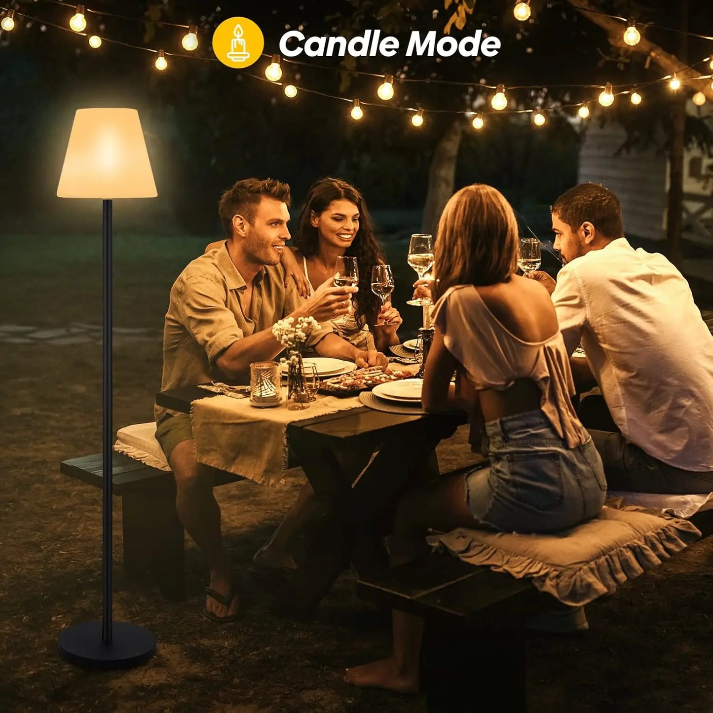 Solar Outdoor Floor Lamp with Ambient Lighting