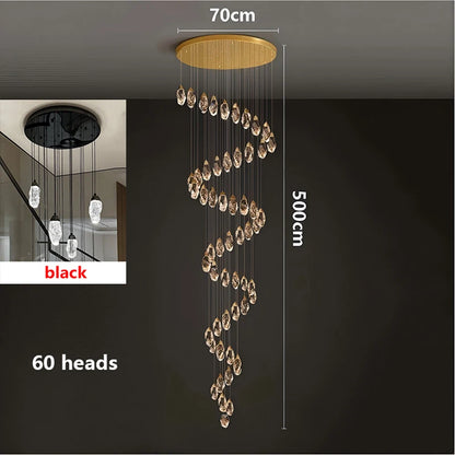 Modern Crystal Pendant Chandelier for High Ceilings