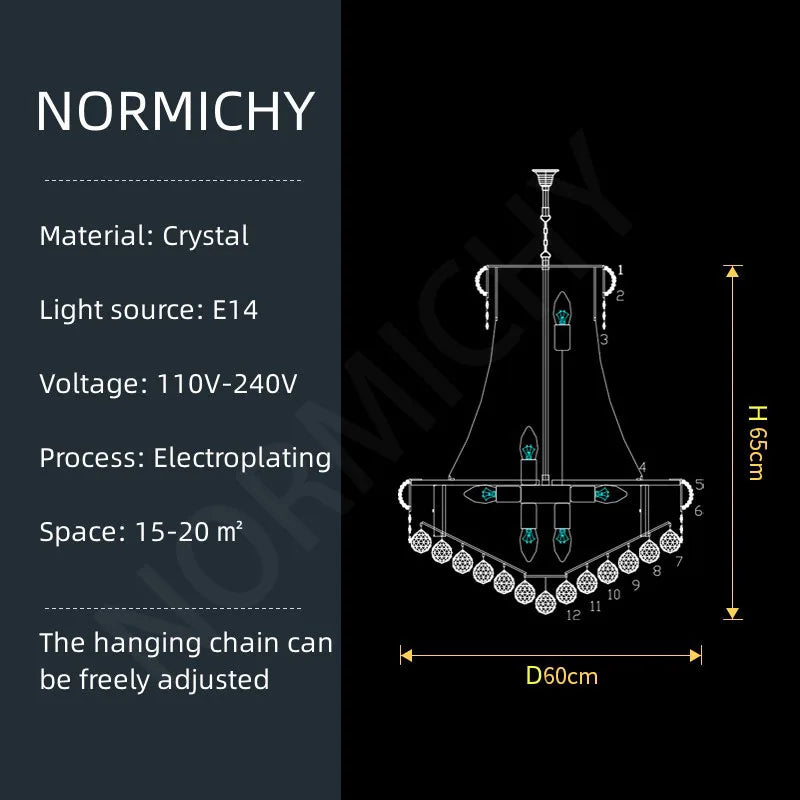 Luxury Crystal Chandelier for Villas and Staircases