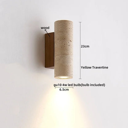Wabi Sabi Travertine Wall Lamp for Cozy Bedrooms