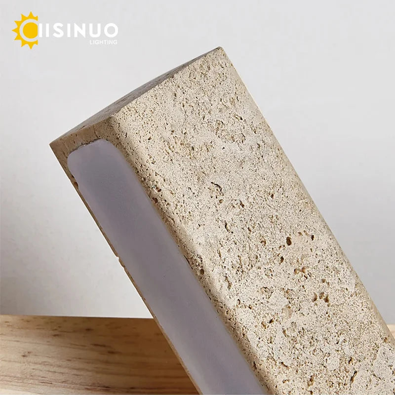 Wabi Sabi Travertine Wall Light with Pull Chain